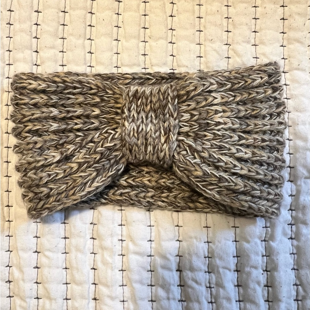 Chunky Knit Headband in Brown and Cream